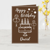 キュートなブラウンとホワイトケーキ孫の誕生日1日 カード (黄色い花)