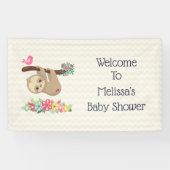 キュートなブラウンぶら下がったナマケモノの裏返しへようこそ 横断幕 (横)