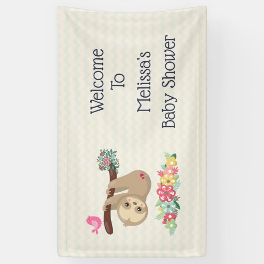 キュートなブラウンぶら下がったナマケモノの裏返しへようこそ 横断幕 (縦)