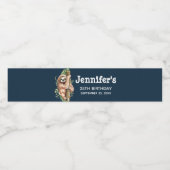 キュートなブラウンスロート&トロピカル葉の水色 ペットボトルラベル (シングルラベル)