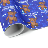 キュートなブラウンテディベアズ1歳の誕生日 ラッピングペーパー (ロールコーナー)