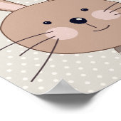 キュートなブラウンバニーベージュドットパーソナライズされた ポスター (角)