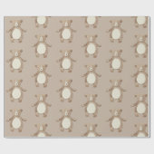 キュートなブラウンベアのウッドランド動物の水色 ラッピングペーパー (フラット)