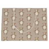 キュートなブラウンベアのウッドランド動物の水色 ラージペーパーバッグ (正面)