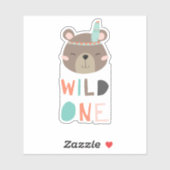キュートなブラウンベアのウッドランド野生の一部族の誕生日 シール (シート)