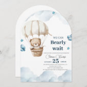 キュートなブラウンベアのベビーシャワー 招待状 (正面/裏面)