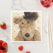 キュートなブラウンベアオン水玉模様 スタンダードランチョンナプキン (インサイチュ)