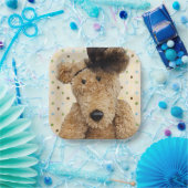 キュートなブラウンベアオン水玉模様 ペーパープレート (パーティー)