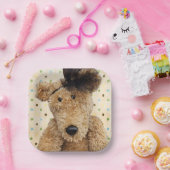 キュートなブラウンベアオン水玉模様 ペーパープレート (パーティー)