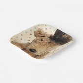 キュートなブラウンベアオン水玉模様 ペーパープレート (傾斜あり)