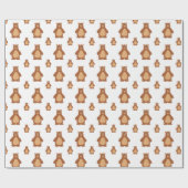 キュートなブラウンベアーキッズ ラッピングペーパー (フラット)