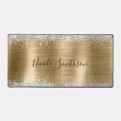 キュートなブラシ付き金ゴールドフェイクシルバーグリッター デスクマット (正面)