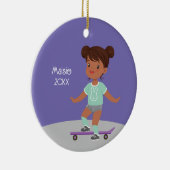 キュートなブラックガールスケートボード セラミックオーナメント (右)