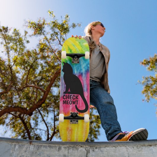 キュートなブラックチェックMeowtスケートボードデッキ スケートボード (室外1)