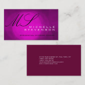 キュートなブラックピンクパープルモノグラム名刺 名刺 (正面/裏面)