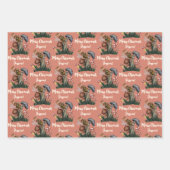 キュートなブラックピンクマッシュルームクリスマス名前をカスタムする ラッピングペーパーシート (正面3)