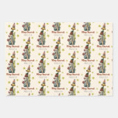 キュートなブラックピンクマッシュルームクリスマス名前をカスタムする ラッピングペーパーシート (正面)