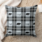 キュートなブラックブルー&ホワイトベアとラーフランネル クッション (ブランケット)