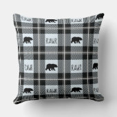 キュートなブラックブルー&ホワイトベアとラーフランネル クッション (裏面)