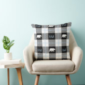 キュートなブラックブルー&ホワイトベアとラーフランネル クッション (椅子)