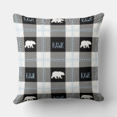 キュートなブラックブルー&ホワイトベアとラーフランネル クッション (裏面)