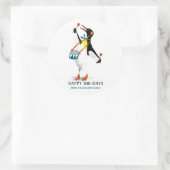 キュートなブラック&ホワイトおもしろいペンギンミュージシャンとドラム ラウンドシール (バッグ)