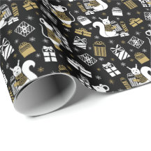 キュートなブラック&金ゴールドクリスマスウッドランドクリッター