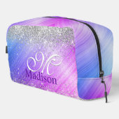 キュートなブラッシュパープルフェイクシルバーグリッターモノグラム ドップキット (右コーナー)