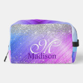 キュートなブラッシュパープルフェイクシルバーグリッターモノグラム ドップキット (裏面)