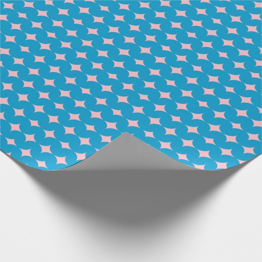 キュートなブルーとピンクのミッドセンチュリー幾何モダン図形 ラッピングペーパー (角)