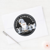 キュートなブルーサンタ格言とクリスマスプレゼント ラウンドシール (封筒)