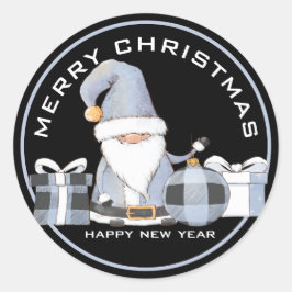 キュートなブルーサンタ格言とクリスマスプレゼント ラウンドシール