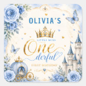 キュートなブループリンセスの誕生日 スクエアシール (正面)