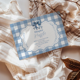 キュートなブルーリボンのギンガムラッフルおむつ エンクロージャーカード