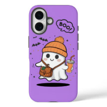 キュートなブーゴーストのガーリーiPhone 16ケース – かわいい