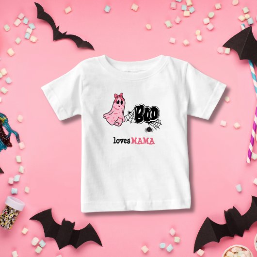 キュートなブーゴーストママのホラー ベビーTシャツ