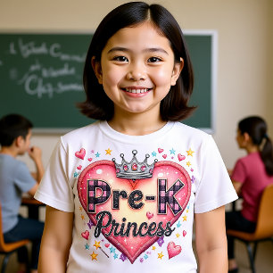 キュートなプリスクールプリンセス クラウン ハート Tシャツ