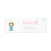 キュートなプリンセスの女の子の誕生日リターンアドレス ラベル (正面)