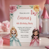 キュートなプリンセスの誕生日パーティー 招待状