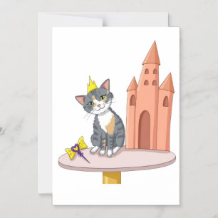キュートなプリンセス猫と城のマグネットカード マグネット招待状