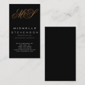 キュートなプレーングレーブラックモノグラムビジネスカード 名刺 (正面/裏面)