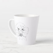 キュートなプードルのイラスト、手描き カフェラテマグ (左アングル)