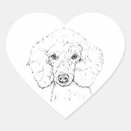 キュートなプードルのイラスト、手描き ハートシール
