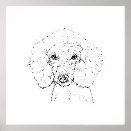 キュートなプードルのイラスト、手描き ポスター