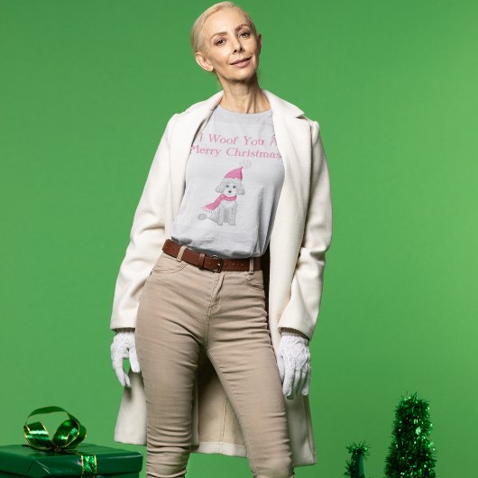 キュートなプードルのメリークリスマスTシャツ Tシャツ