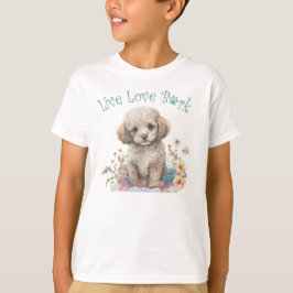 キュートなプードルの犬の花 Tシャツ