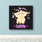 キュートなベアーズキャンバス印刷 キャンバスプリント (インサイチュ (ウッドフロア))