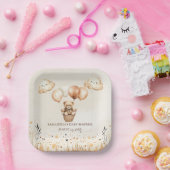 キュートなベアーニュートラルベイビーシャワー ペーパープレート (パーティー)