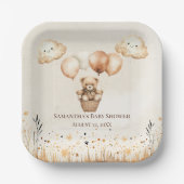 キュートなベアーニュートラルベイビーシャワー ペーパープレート (正面)