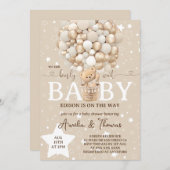 キュートなベアーニュートラルベイビーシャワー 招待状 (正面/裏面)